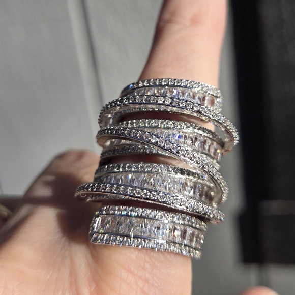 Sterling S925 silver Zircon & Topaz finger cuff sz10 - Picture 6 of 13